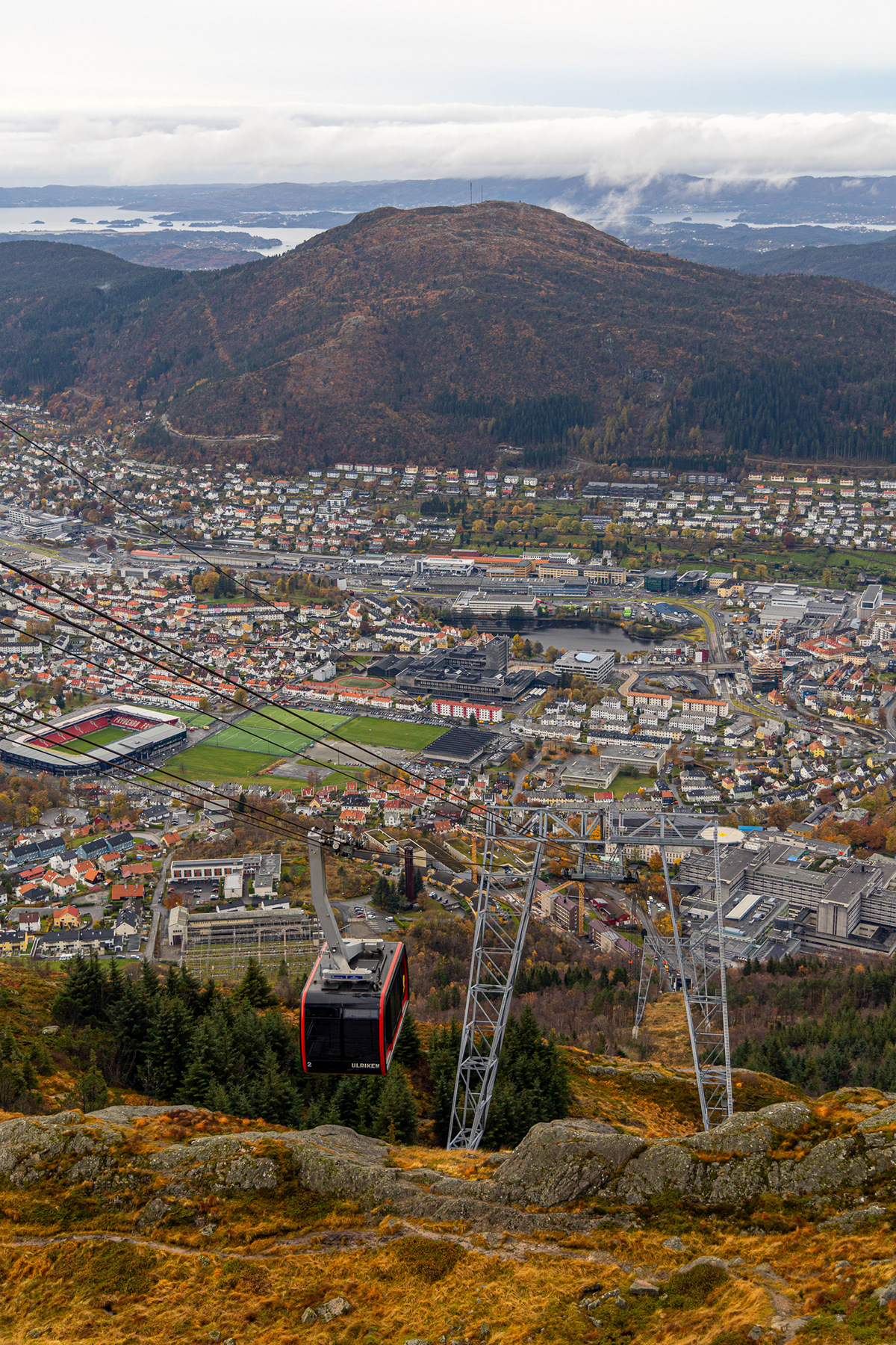 Bergen Cable Car Landscape mountain Nature norway sea town Travel ulriken