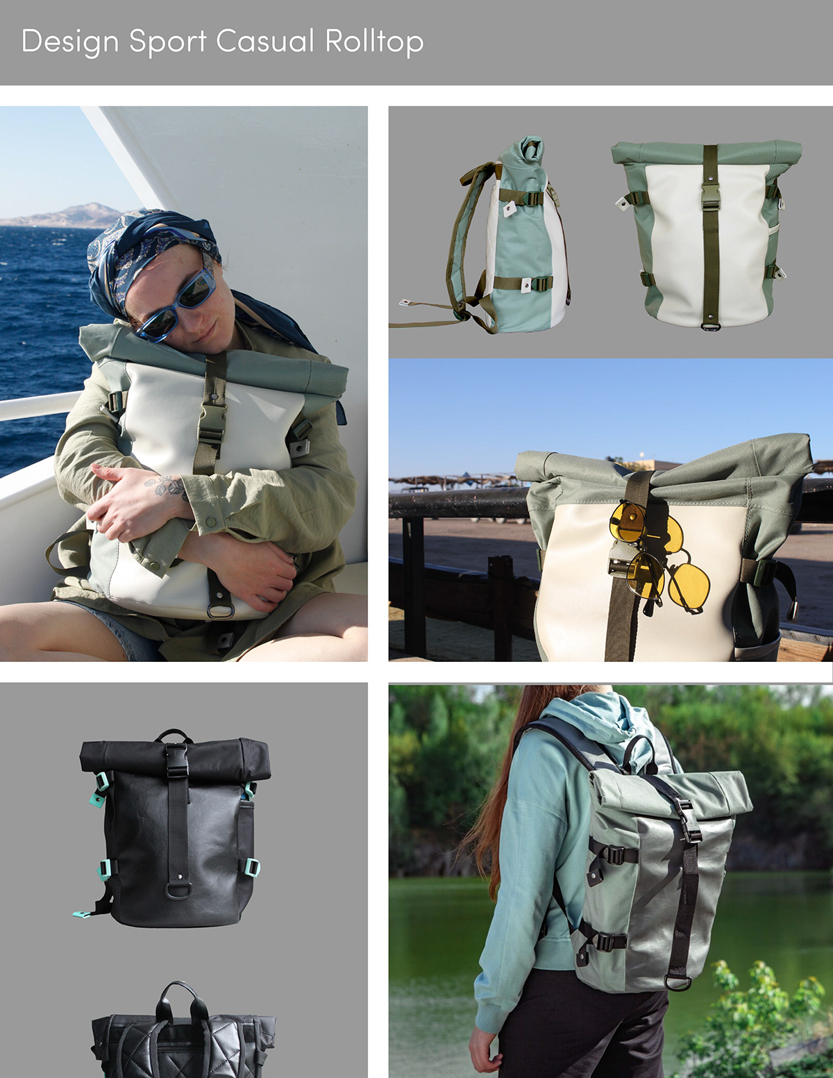 bag design collage Design backpack  fashion design Manifactory rolltop Rolltop Backpack Rucksack