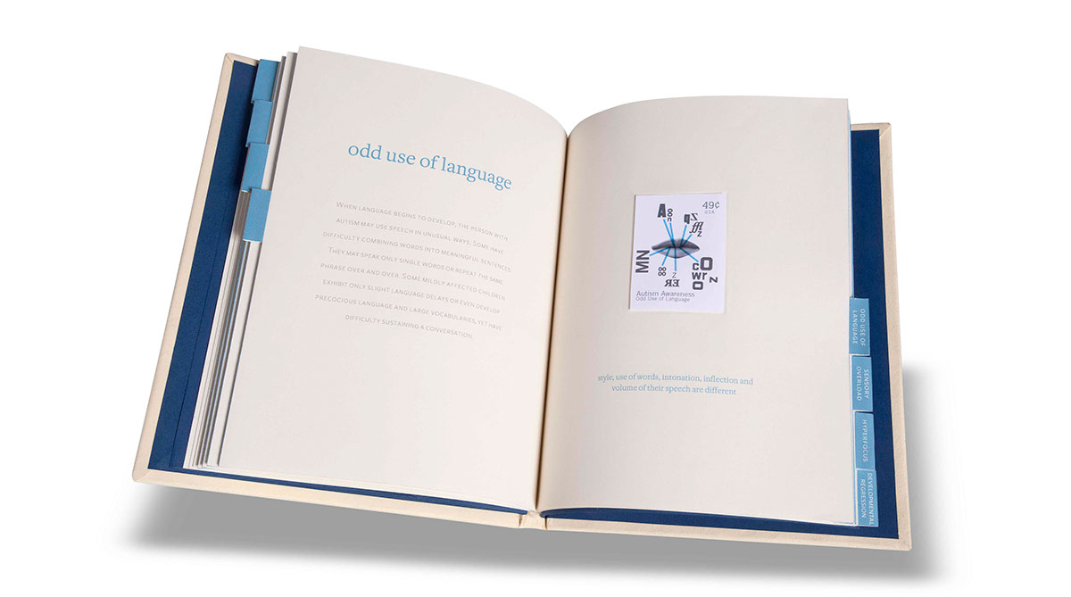book autism stamps Philately french folds Portfolio Center