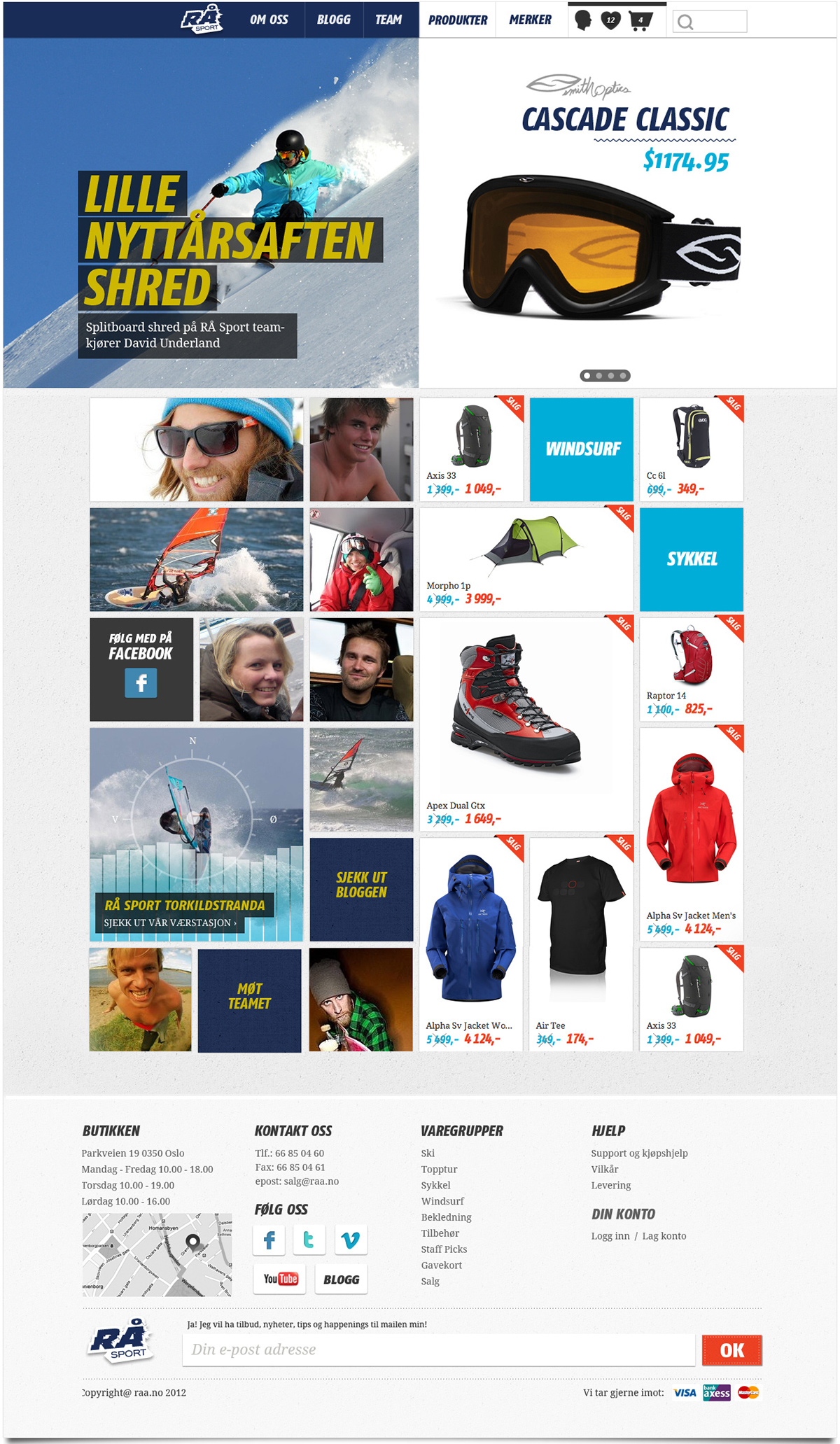 Rå Sport  web store  Shopping  graphic design  Action Sport  windsurf  surf webshop e-commerce Ski