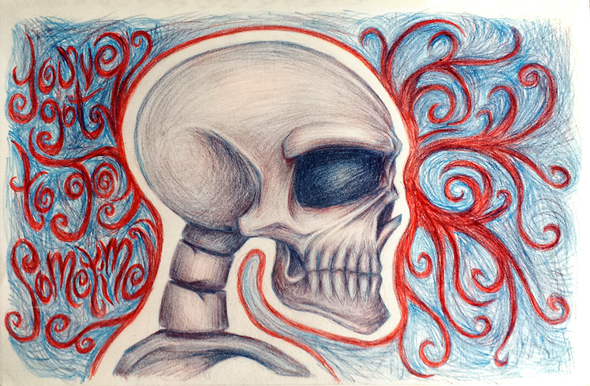 ilustración tradicional  color lapices de colores SkullsOut