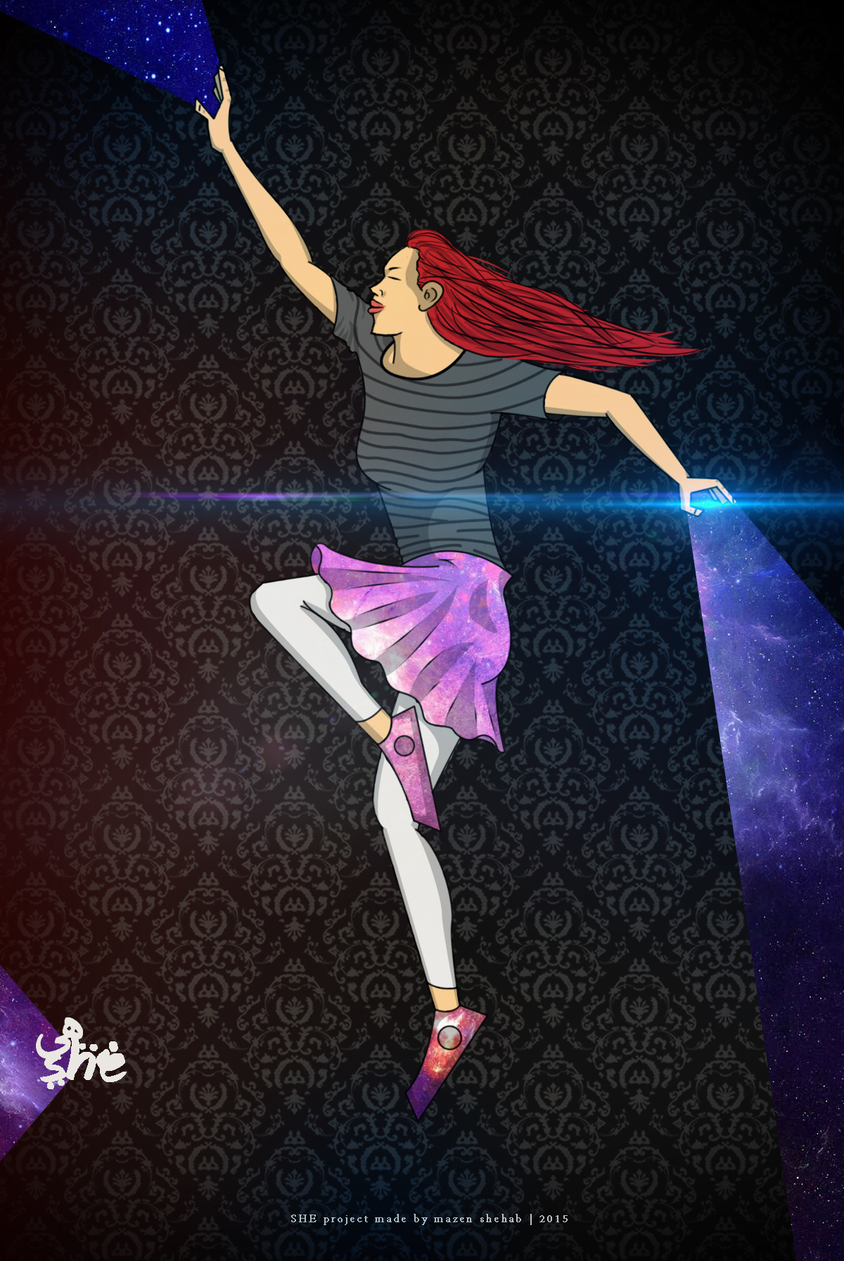 she هي Galaxy Girl Mazen Shehab comics illustrations digital redhead