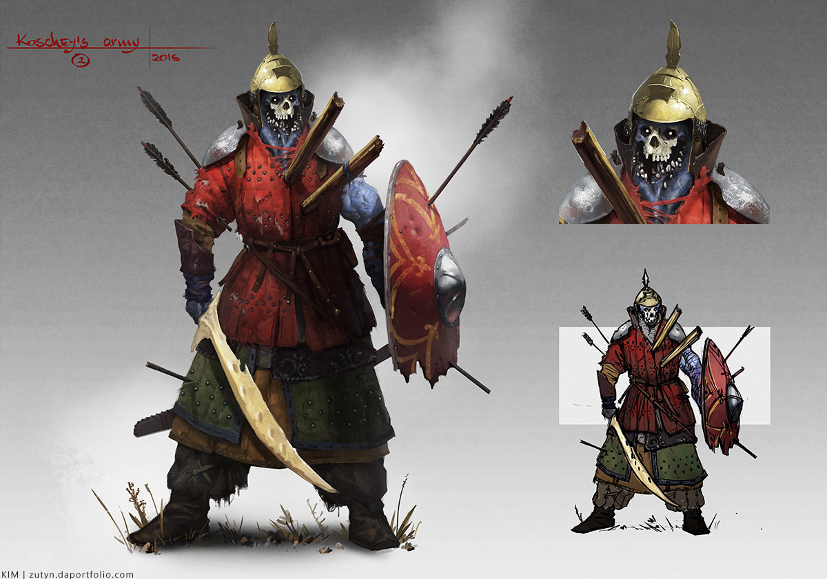 digital 2d characters folk monster pagan fable Slavic myth mythology warrior