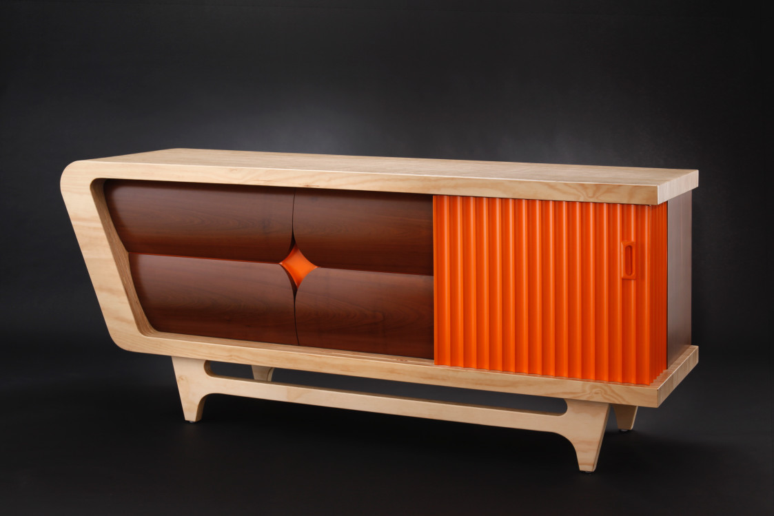 Retro credenza MID-CENTURY EAMES furniture dresser buffet sideboard cabinet modern storage media cabinet Sustainable hand made orange wood