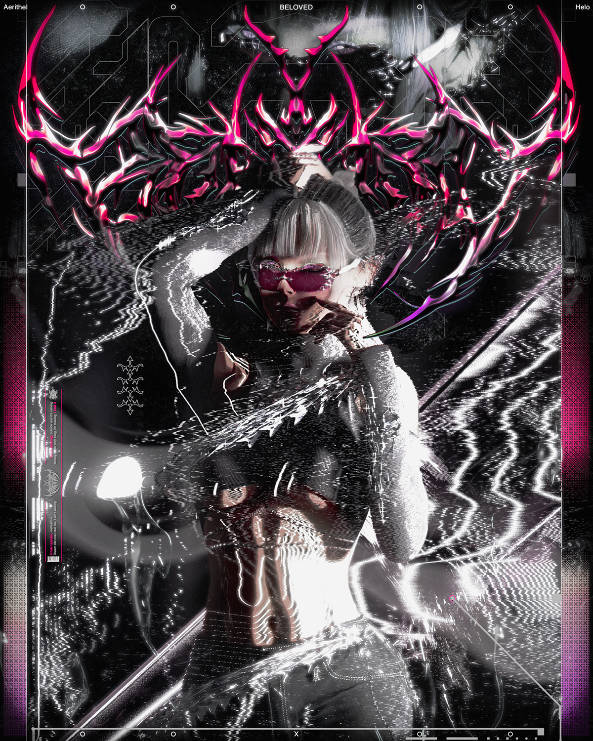 3D poster Render glitch art artwork chrometype blender extreme metal logo black metal