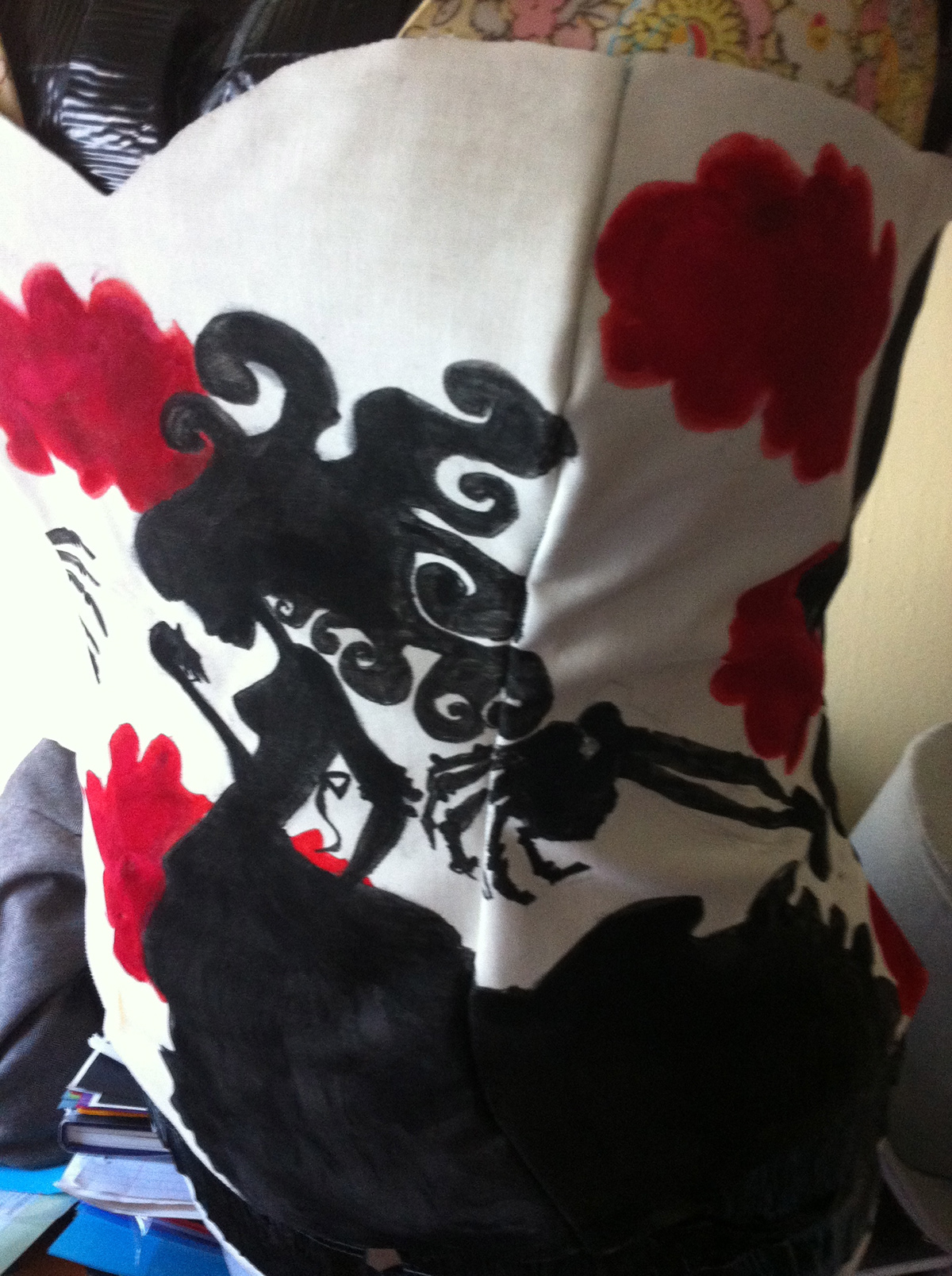 bodice skeletons red Silhouette Hand Painted
