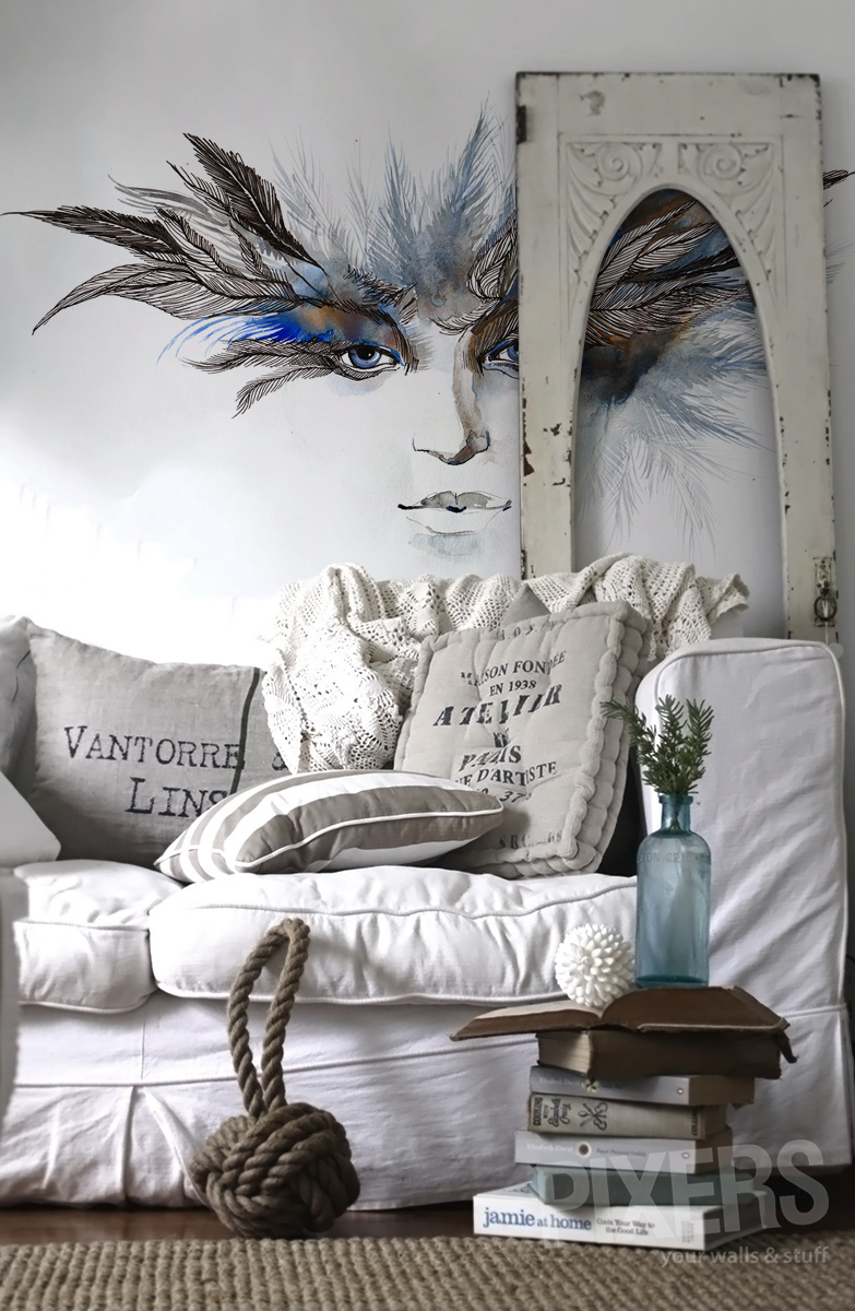 pixers phantasmagory wall decal wallpaper Mural face eye woman girl Beautiful romantic modern