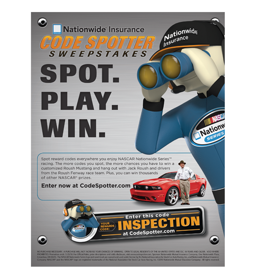 nationwide insurance Spotter Sweepstakes NASCAR Nationwide Series 360 Advertising digital print broadcast interactive