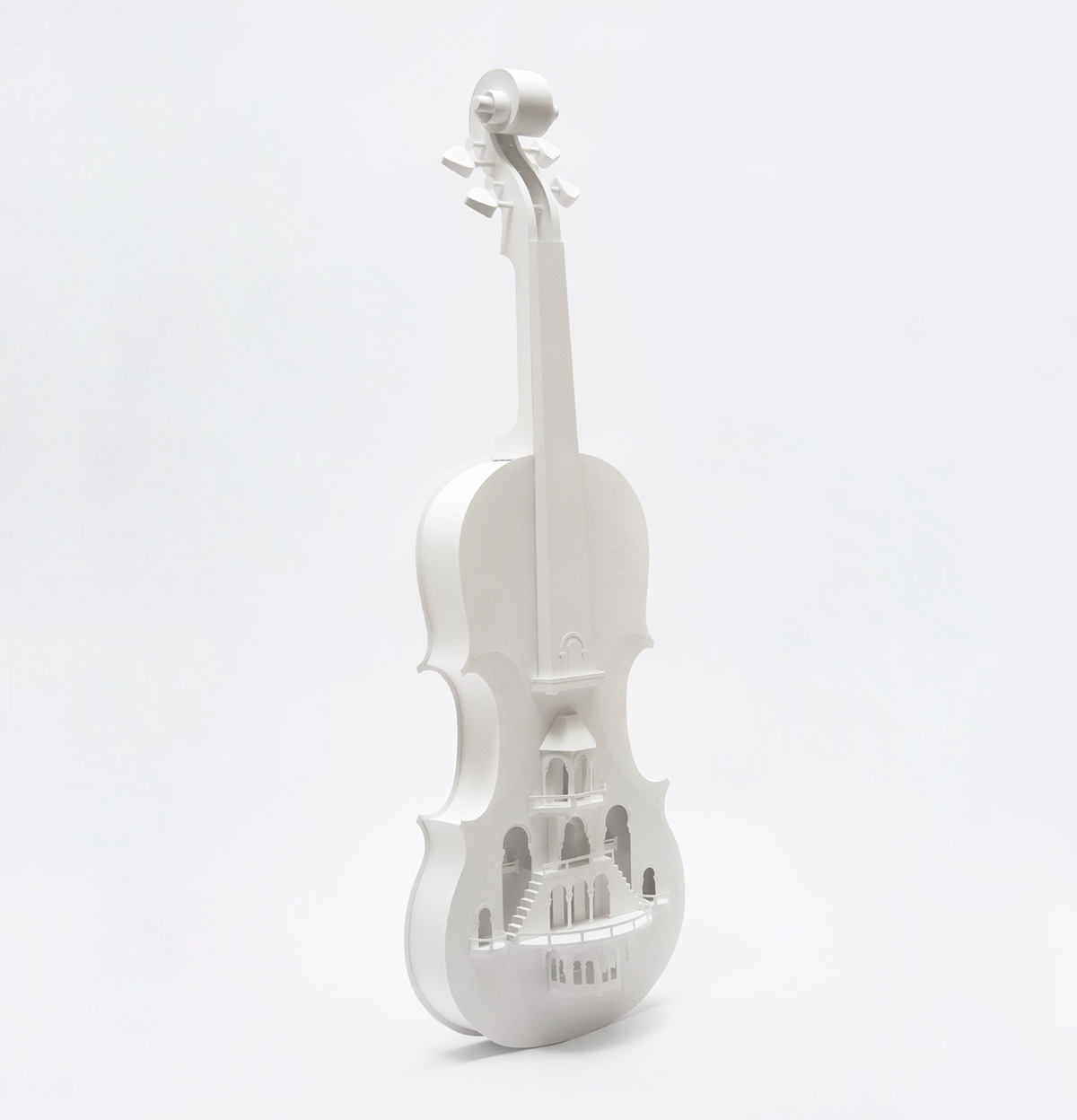 Paper Violin paper sculpture 3D model paper artist collective Musical Music Instrument violin sculpture craft paper craft