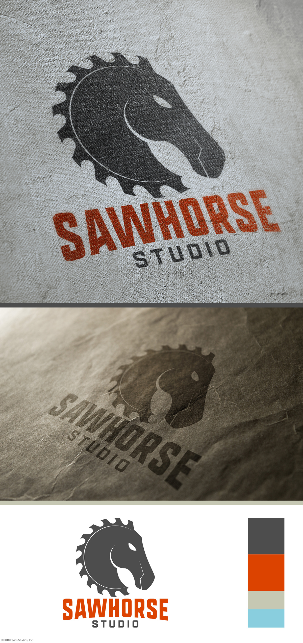 logo branding  identity woodworking horse