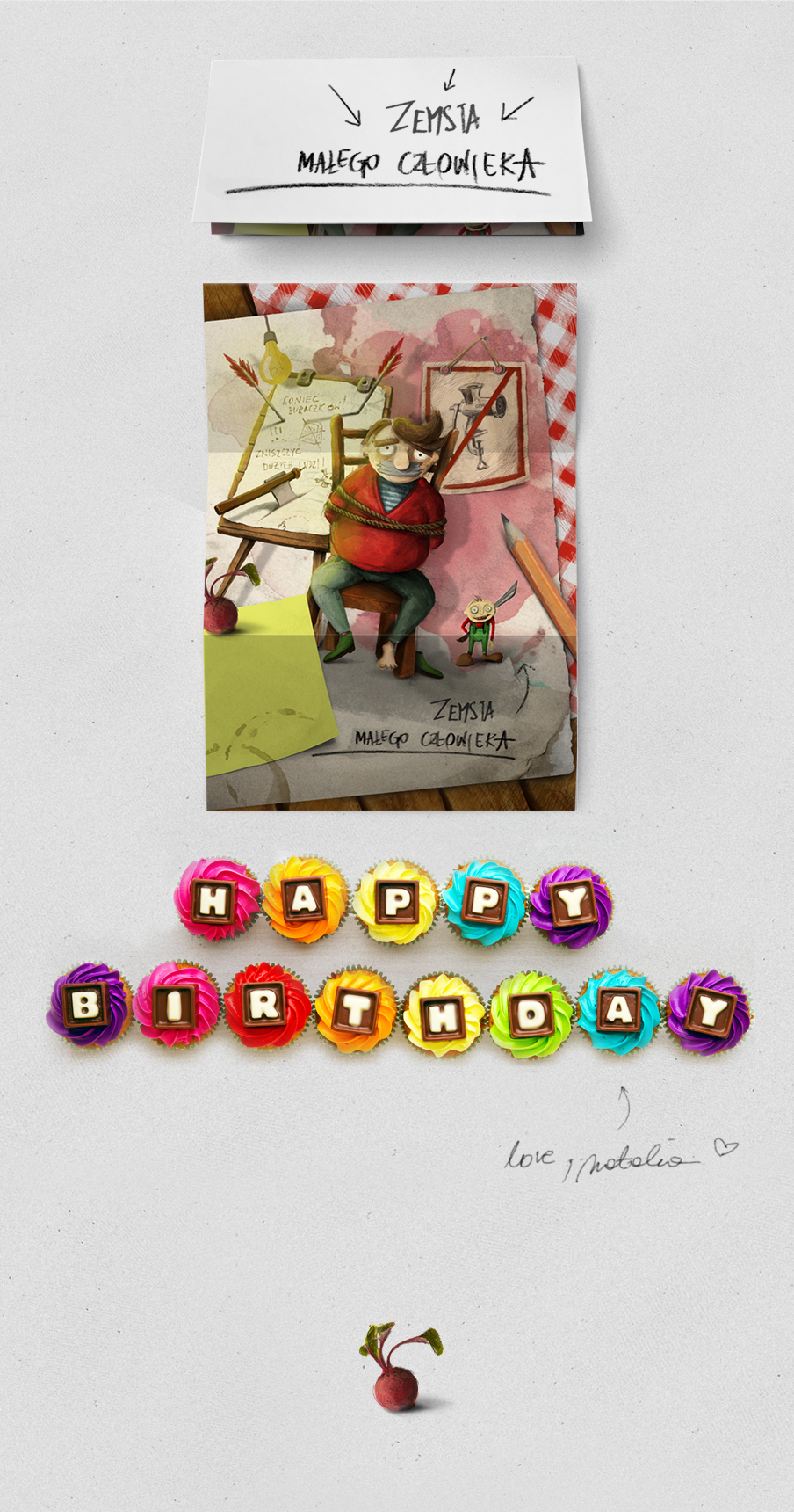 Birthday card funny gift little revenge beet print happy birthday sketch natalia lachiewicz