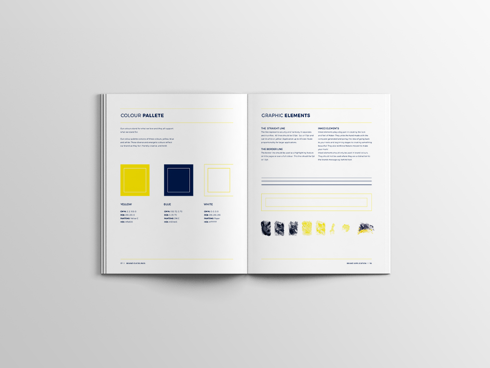 conference blue yellow splatter creative design conference guidelines brand book poster logo Stationery Brand Collateral