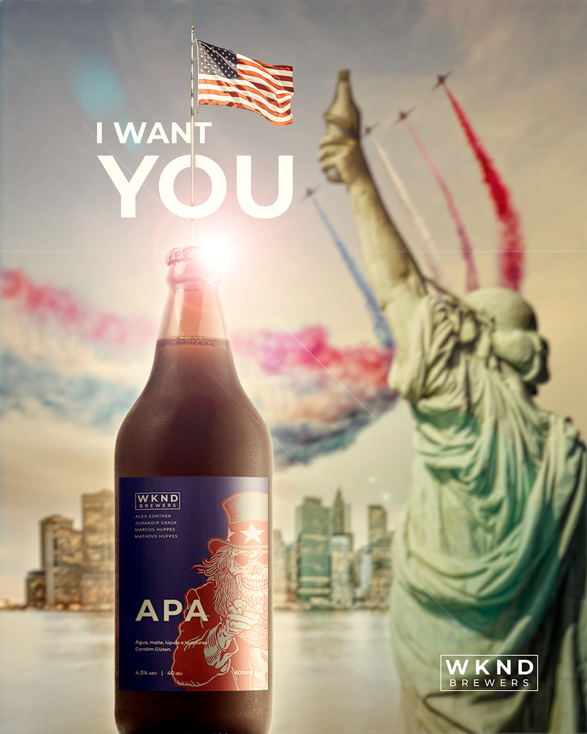 american flag american pale ale apa art direction  beer craft beer graphic design  Label label design Liberty statue