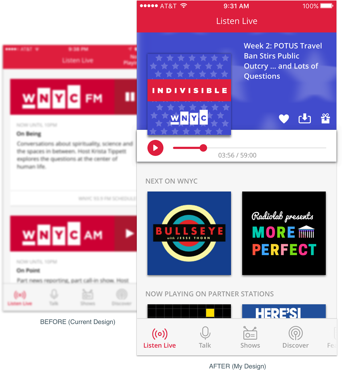 Mobile app ios Radio ux/ui product design nyc whiteboard