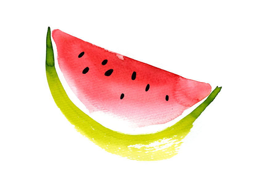 #happy weekend melon red green Fruit fresh watercolor ink