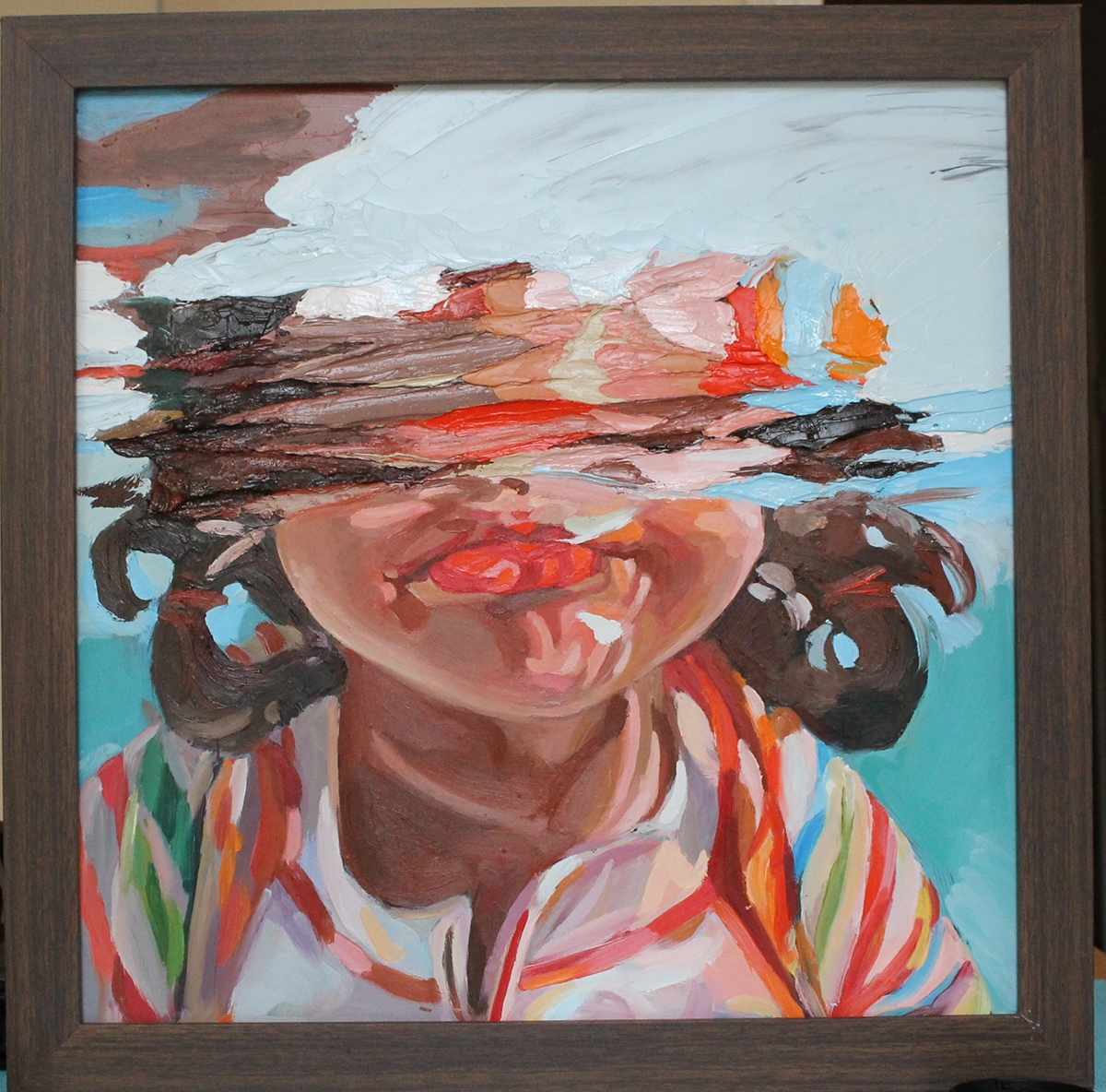 Portrait Painting Oil Painting art child swimming water glass