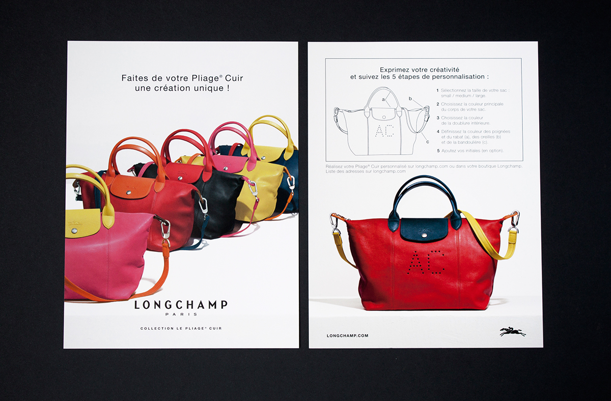 Longchamp Pliage Personnalisable leaflet Recto / Verso publicité