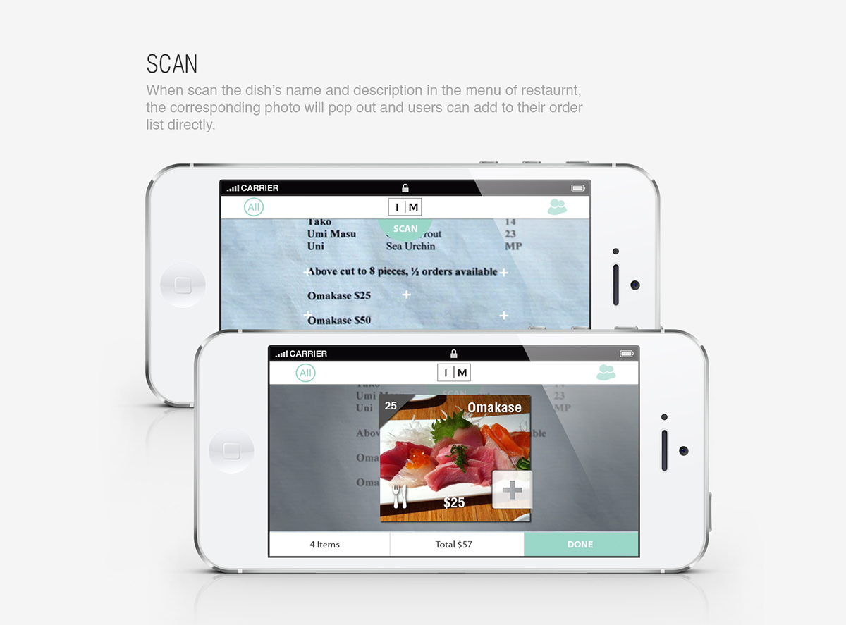 Instamenu Food  app photo menu UI