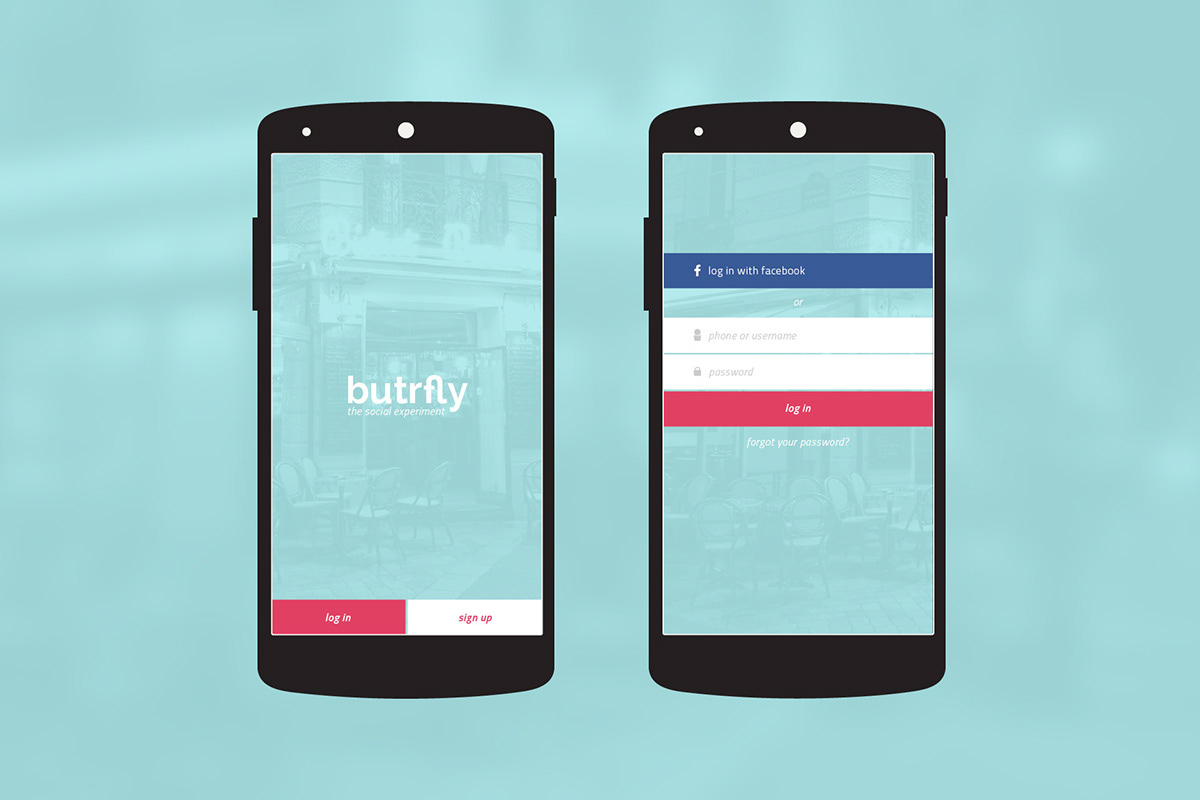 UI ux app development android ios Eventually butterfly game social media mobile Interface
