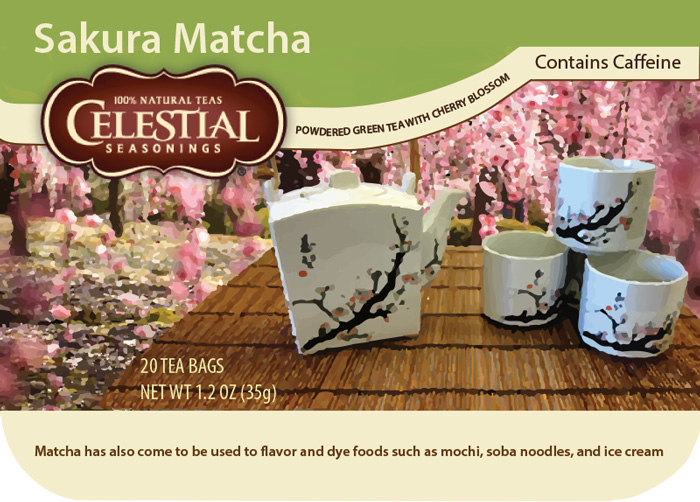 tea box Cherry blossoms sakura match powdered green tea