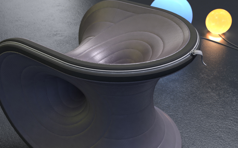 seat wormhole fold stretch Space  Zipper designanddesign reddot red-dot Red Dot award chair