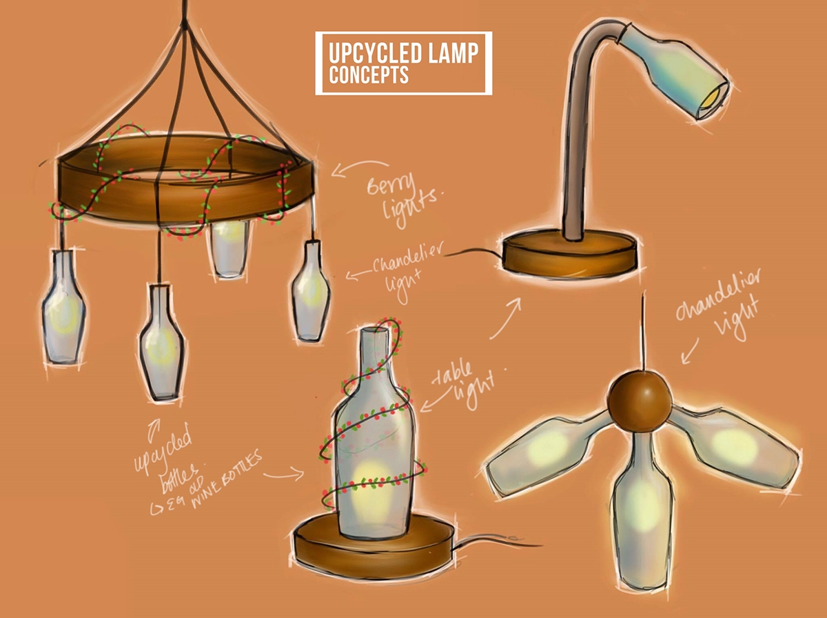 Lamp upcycle industrial design  design Digital sketching