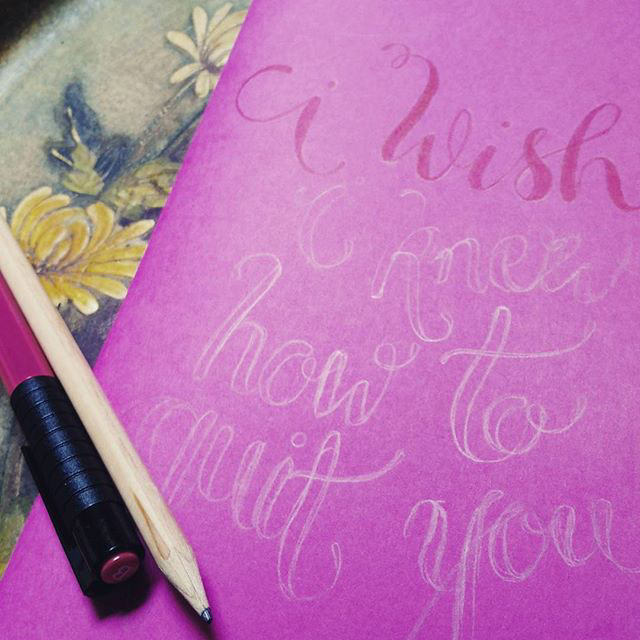 Handlettering lettering pink decorative type silver ink quote handmade