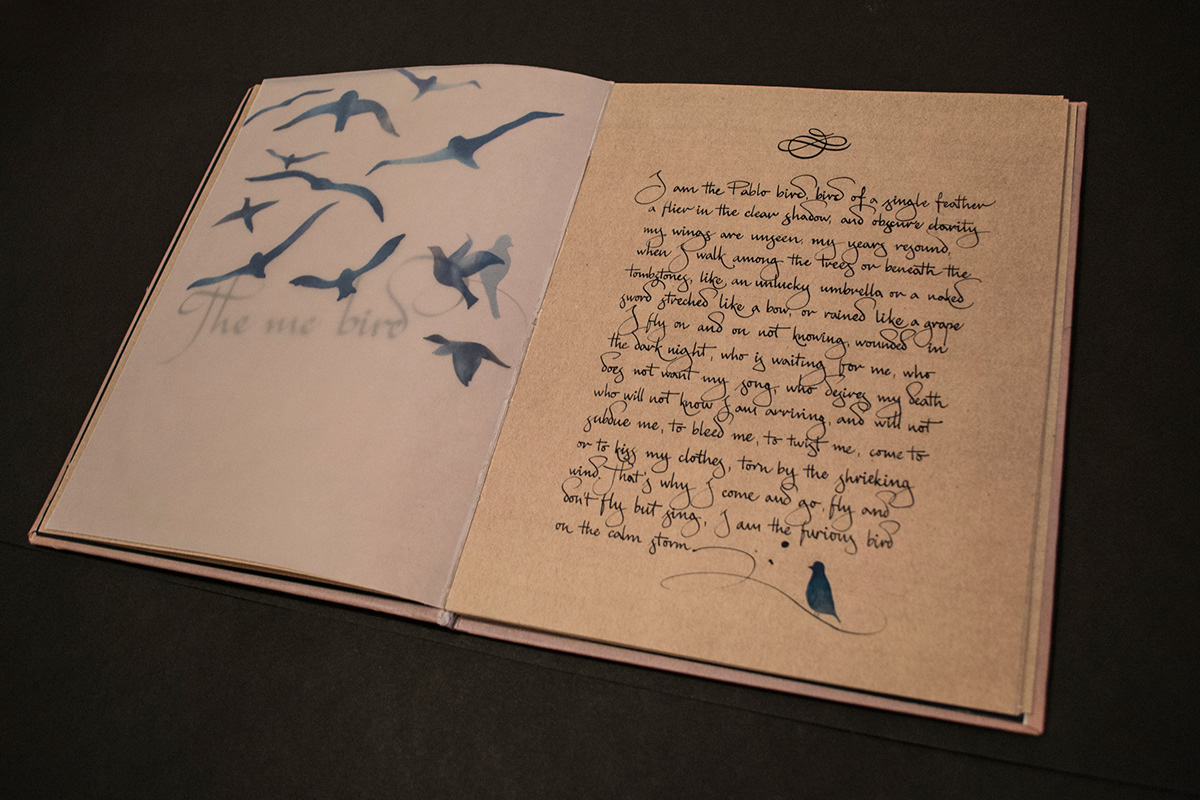 Calligraphy book pablo neruda poems graduate project