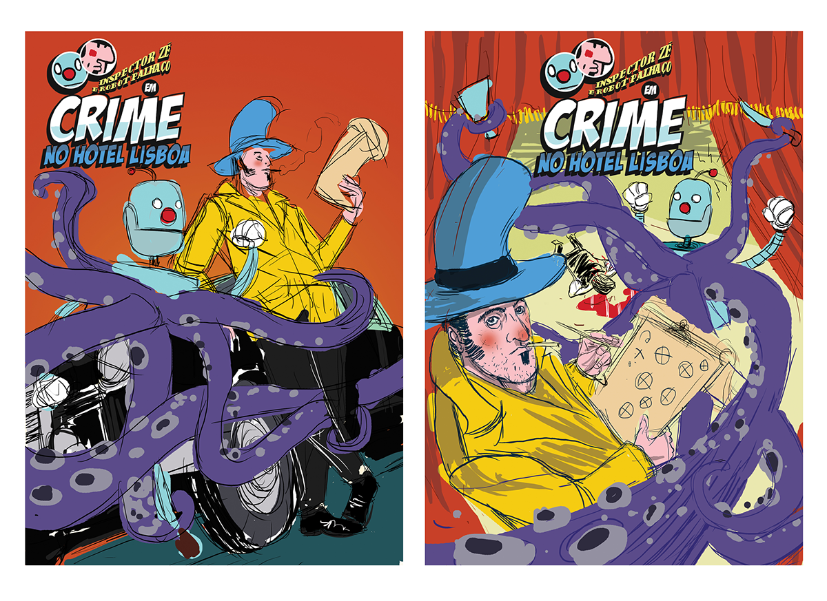 detective nerd monkeys bot case videogame poster crime Lisbon hotel tentacles clues evidence