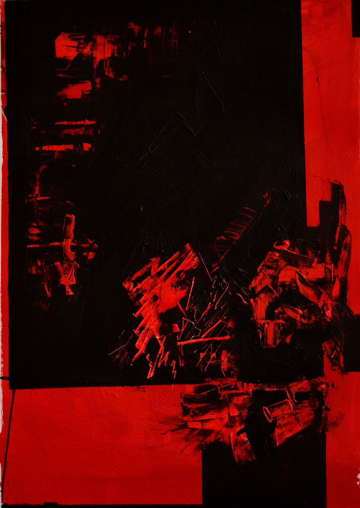 red black Paintings abstract Expressionism colour informel acrylic tempera