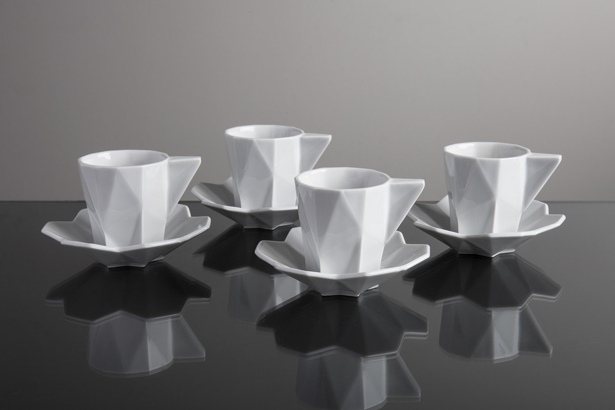 porcelain cubism origami  geometry china dinnerware teaware polygon Czech