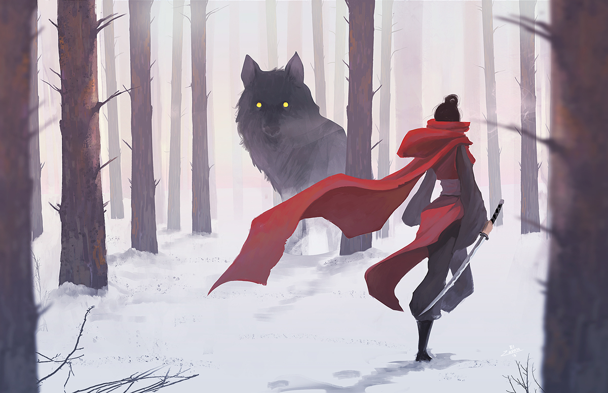 wolf woman fantasy snow ilustracion Lobo fantasia dream mujer