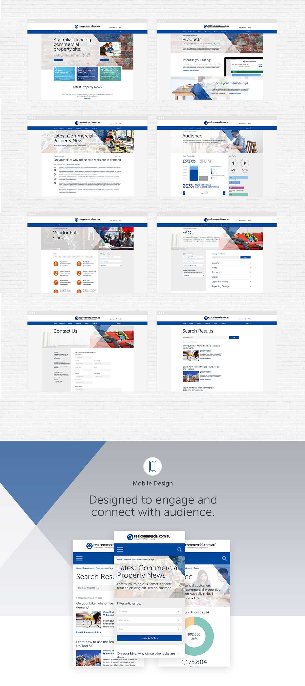 realcommercial realestate responsive website redesign ui design Australia property Website Design