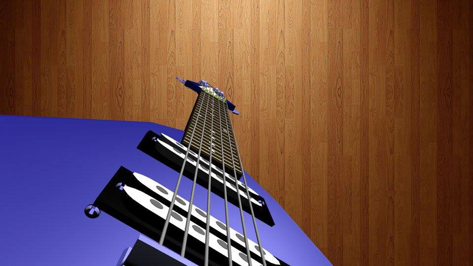 3D guitar blue flying v