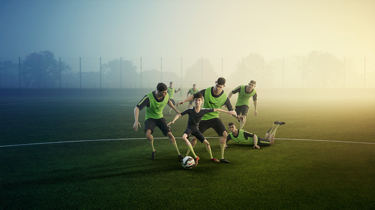 Nike retouch Digital Art  CGI Character new order Post Production nike football lewandowski football