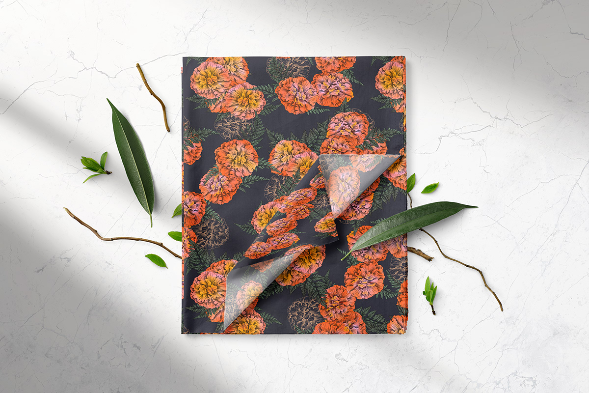 flower Nature pattern design  textile fabric textile design  Surface Pattern watercolor Digital Art  Graphic Designer