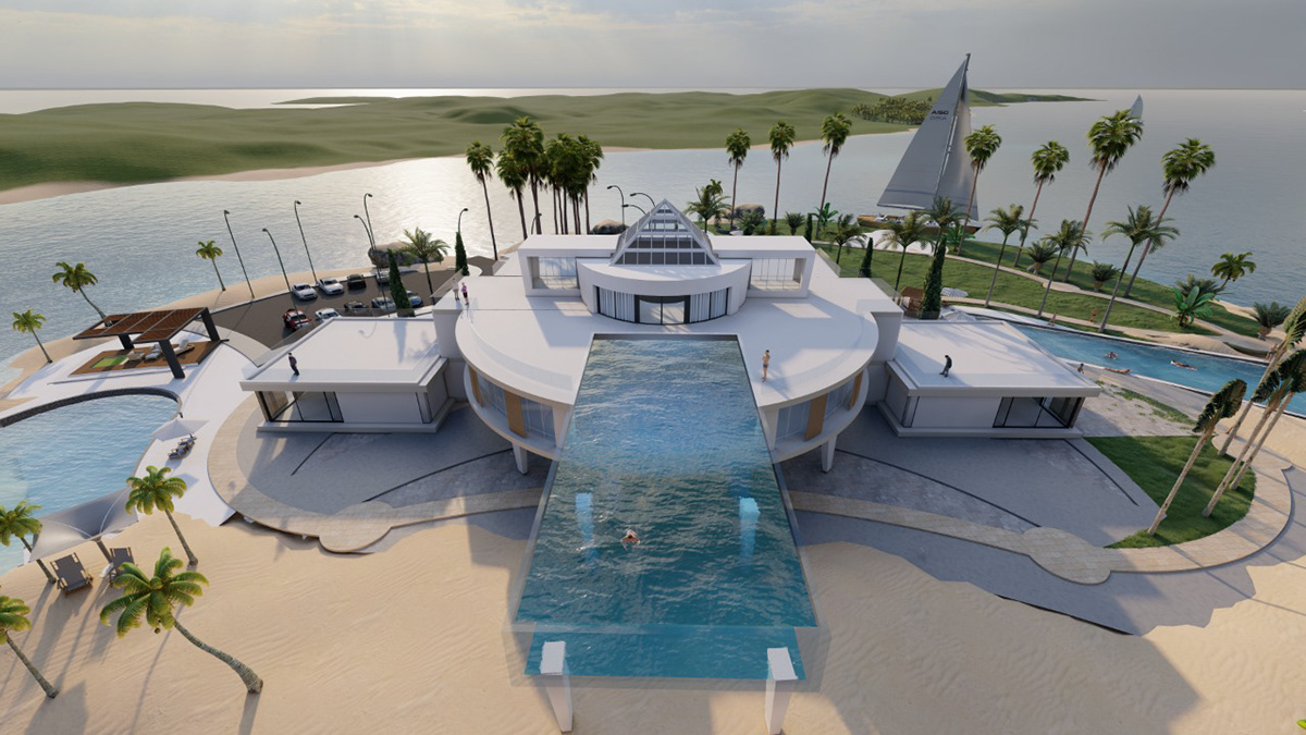 architecture beach design egypt Gouna Island Landscape mansion Pool sea