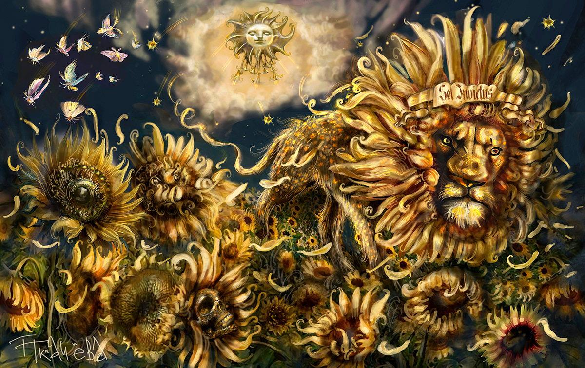 adobe illustrator fantasy concept art lion king mythology artwork Sun