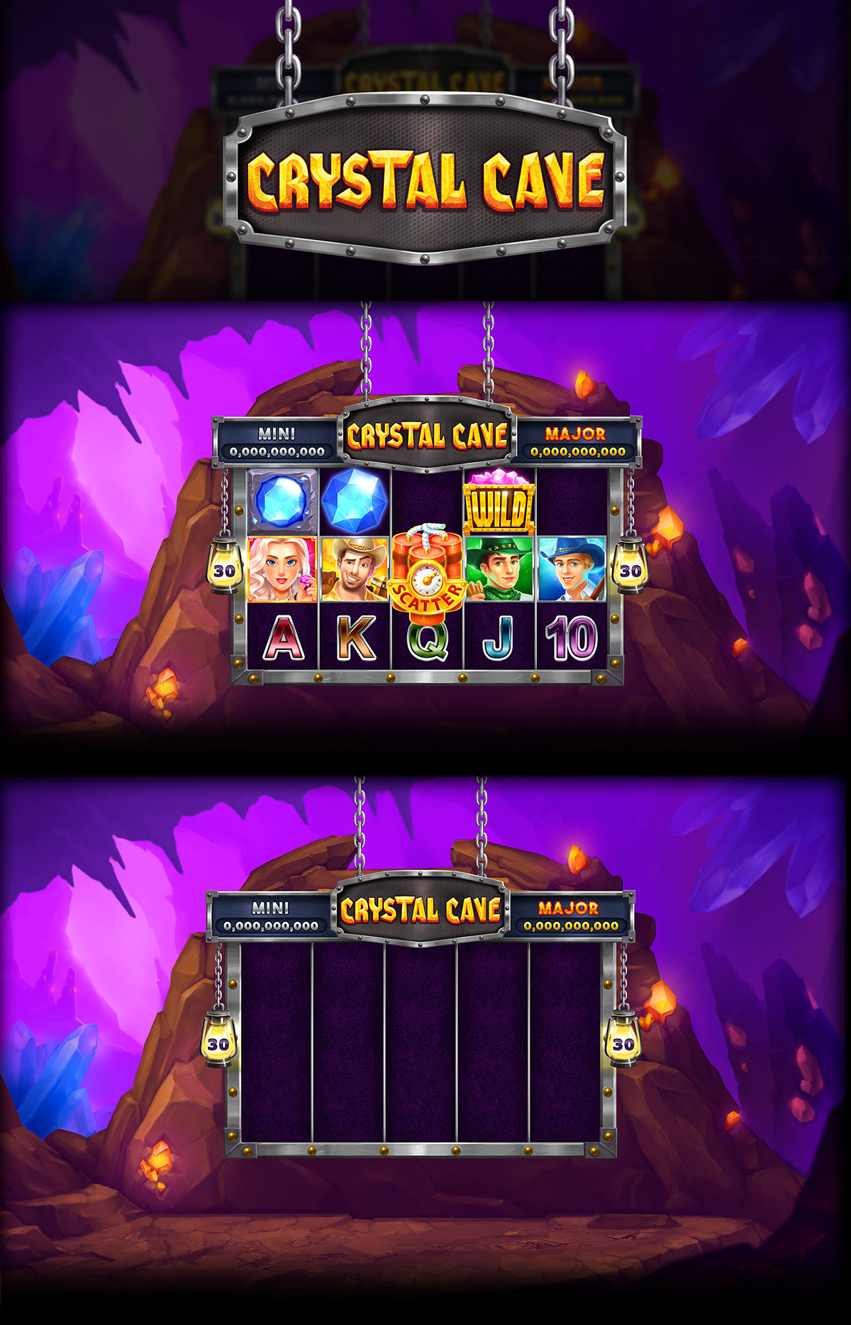 slot crystal wild scatter LOW Icon gold