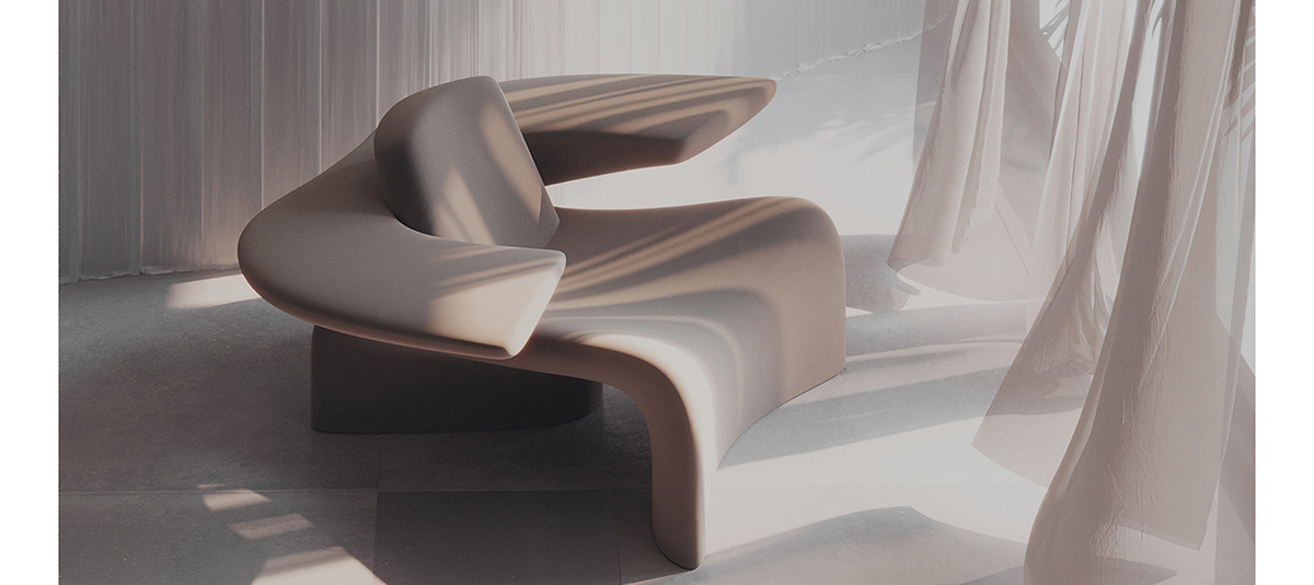 armchair design 3ds max Render photoshop futuristic