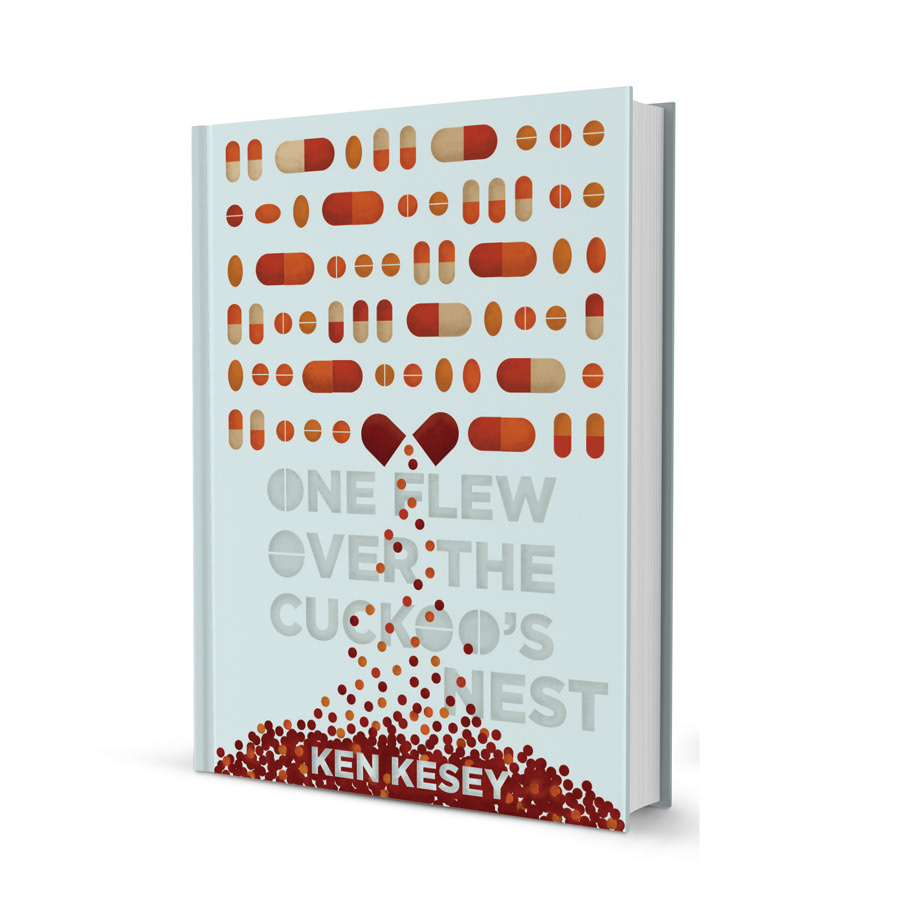 book cover book design vector textured vector gotham bold one flew over the ccukoos nest Ken Kesey pills medication