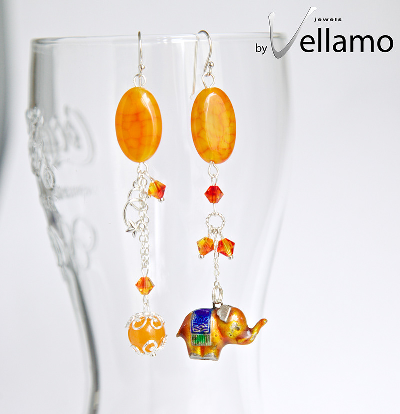 jewelry Jewellery statement earrings ear-rings long asymmetrical colorful modern large handmade ooak