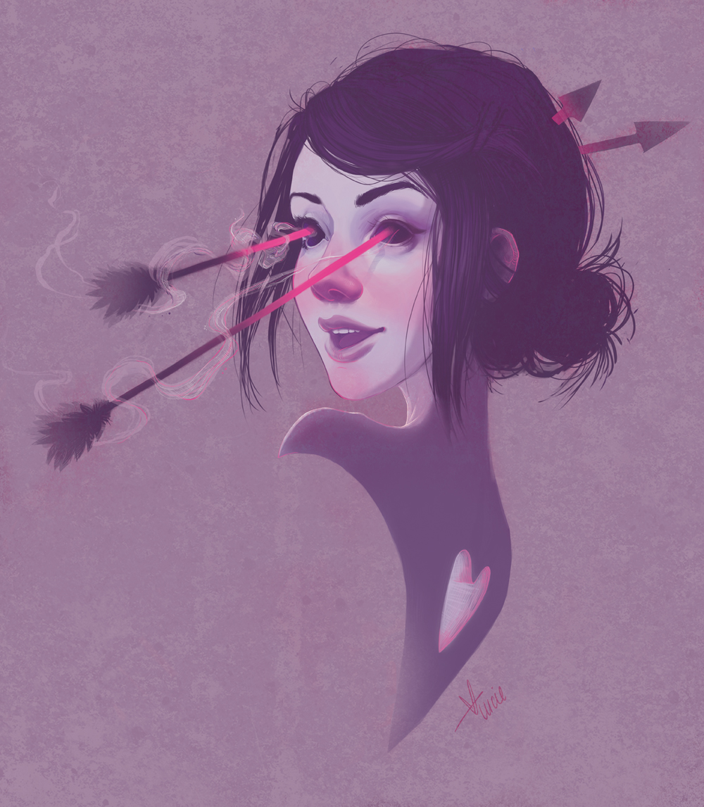 woman Valentine's  Cupid curse portrait fantasy arrows eyes texture