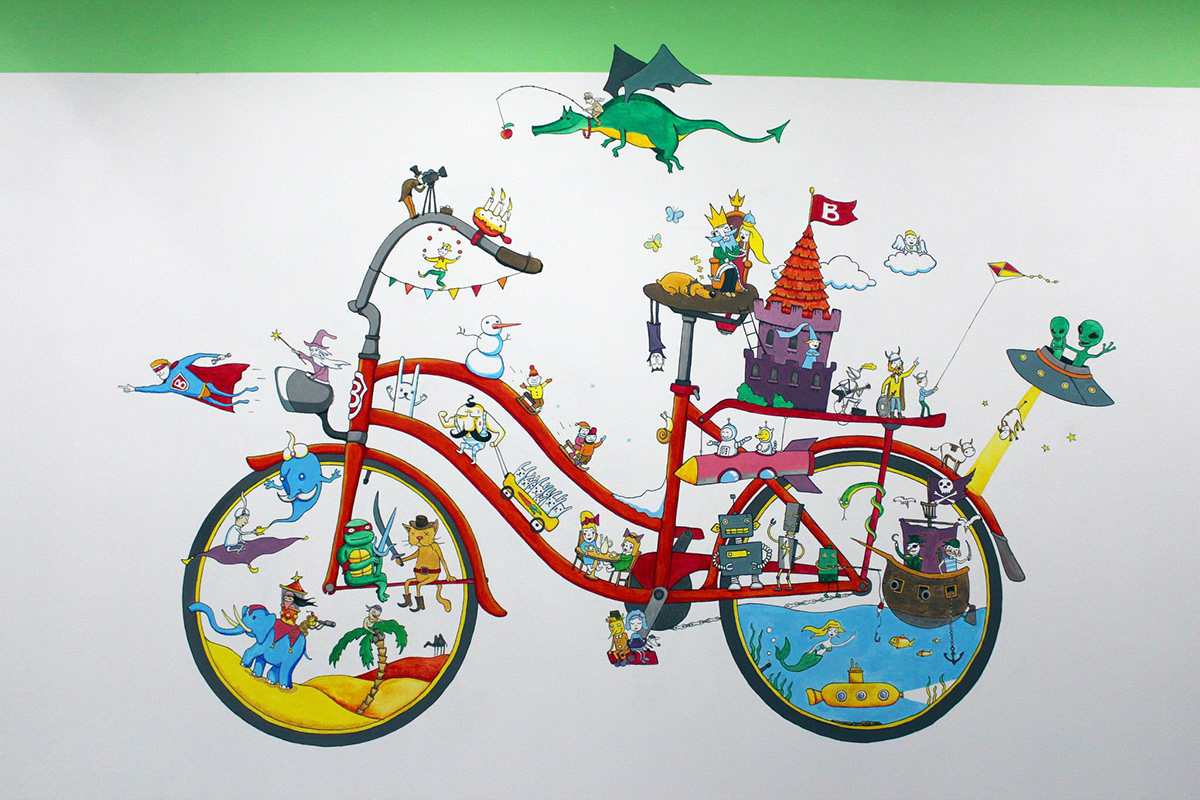 Bicycle wall acrylic danylenko sashko children fairy Imagine Character shop