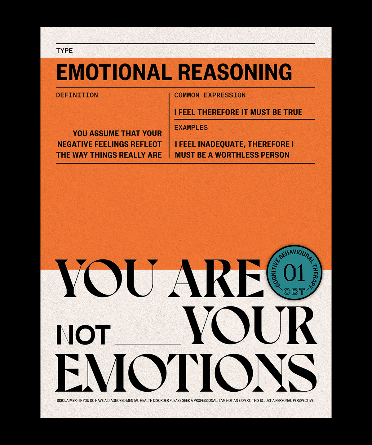 CBT emotions posters psychology Quotes reflection type typography   Creative residency graphic design 