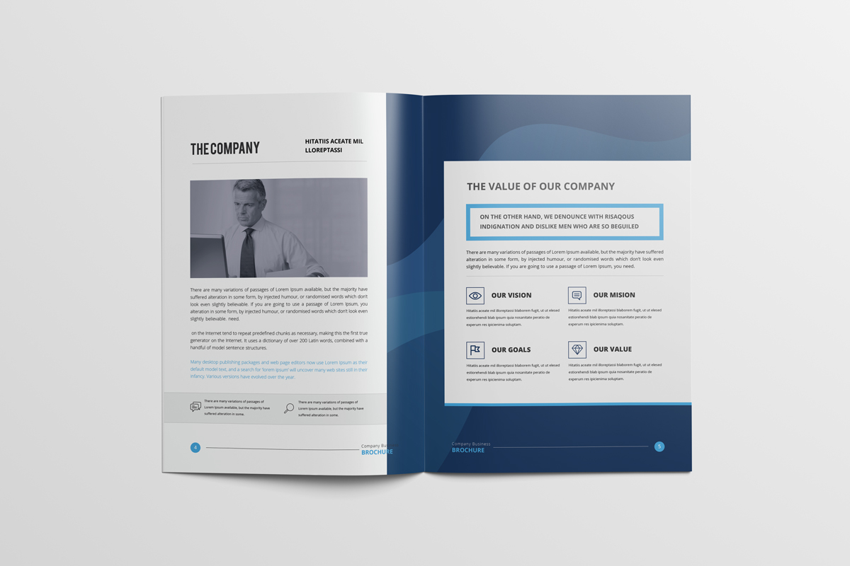 a4 blue brochure brochure design business clean Company Brochure corporate creative design