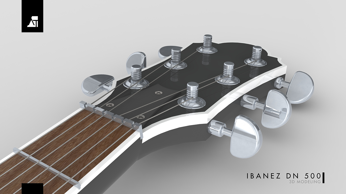 3D model guitar solidwork solid works Render