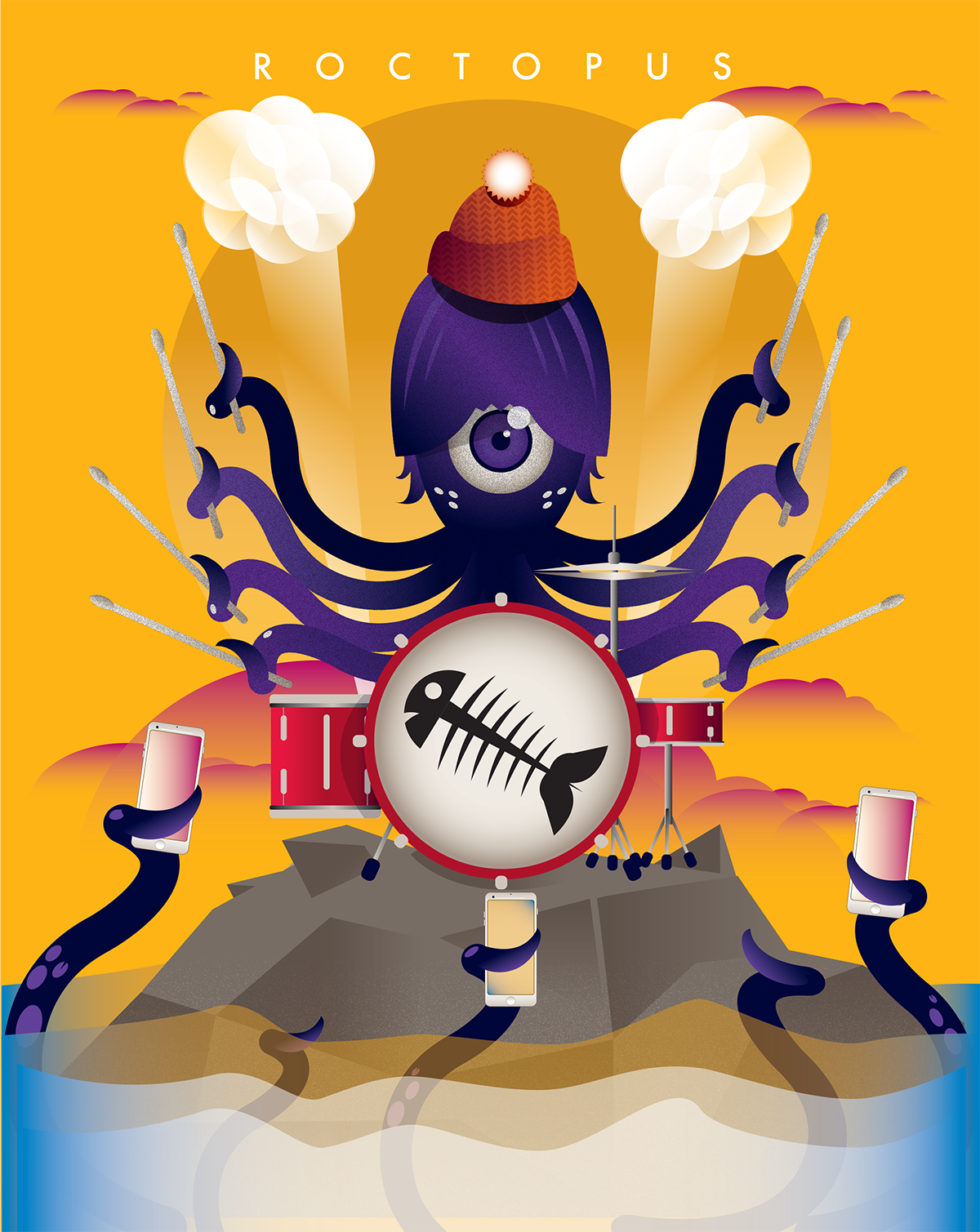 ILLUSTRATION  Character design  octopus music drums adobe illustrator