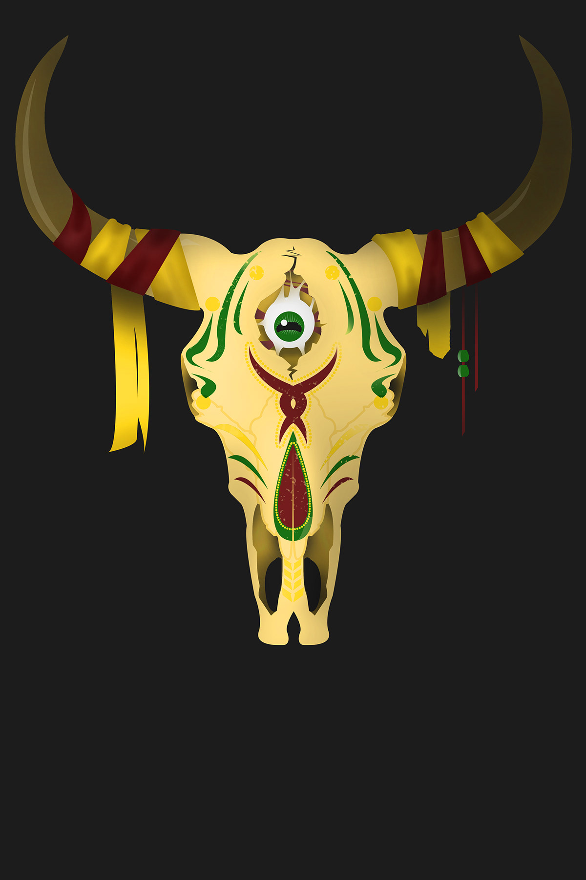 skull bull cow third eye reggae rasta poster band Native concert
