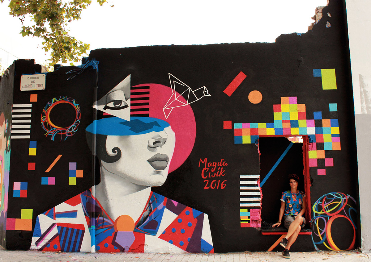 Street Art  art Mural ILLUSTRATION  face Fashion  female abstract portrait Urban
